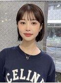 切りっぱなしボブナチュラルボブミディアム前髪縮毛矯正表参道