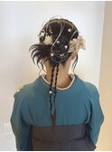 袴　ヘアセット　卒業式　カチモリ　水引　金箔　辻堂