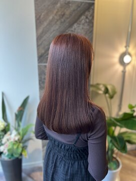 ソエル(Soell) 神戸元町三宮 ピンクベージュ レイヤーカット 髪質改善 縮毛矯正