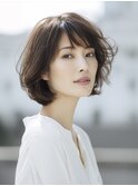 ☆ホワイトグレージュミニウルフデジタルパーマチェリーブラウン