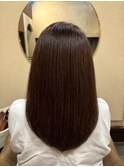 大人シアーベージュミニウルフボブミディアムレイヤー