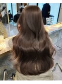 グレージュカラーレイヤーカットワインレッドハッシュカット