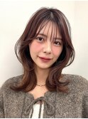 くびれミディアムレイヤーカットハッシュカット銀座外はね内巻き