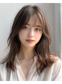 ミディアム顔周りレイヤー　柔らかベージュ【grow赤羽】