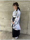 卒業式袴着付けヘアセットハーフアップ