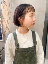 テトヘアー(teto hair)&nbsp;ミニボブボブインナーカラーパッツンオン眉ナチュラルぱっつん