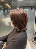 デザインカラーレイヤーカットウェットヘアオリーブベージュ