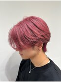 毛流れセンターパート2ブリーチピンクベージュ