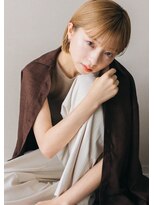ミット バイ ツリー 吉祥寺(mit by tree) ホワイトブロンドブリーチ切りっぱなしボブミルクティ-カラー