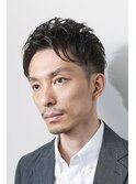 大人王道ショートアップバンクツーブロック短髪パーマ30代40代