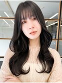 韓国風レイヤー大人可愛いロングシースルーバング20代30代40代