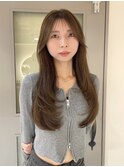 色気レイヤーブリーチなしオリーブベージュ韓国ヘア【横浜】