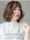 ダークブラウン乾かすだけ小顔ゆるふわボブパーマX越谷20代30代