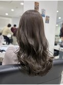艶髪ロングレイヤー透明感グレージュ髪質改善カラー