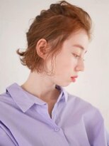 アース 三軒茶屋店(HAIR&MAKE EARTH)&nbsp;三軒茶屋_レディース_ボブ_ハイトーン_アレンジ_オレンジ_小顔