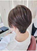 大人可愛い20代30代40代黒髪前下がりショートボブ丸みショート◎