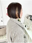 シナモンベージュ　ボブ　インナーカラー