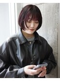 顔まわりレイヤーボブ インナーピンクバイオレット