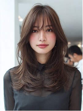 ダル 渋谷/表参道(DAL.) 顔周りカットハッシュカットダークブラウンワンホンレイヤー韓国