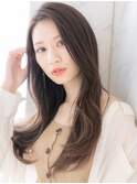 顔まわりレイヤーレイヤーカットダークグレージュダークブラウン