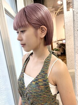 ラニヘアサロン(lani hair salon) 【天神/大名】ピンク/耳掛けショートボブ【ワイドバング】