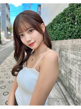 カシュカシュ 表参道(cache cache) 薄め前髪顔まわりレイヤーシースルーぱっつん前髪おくれ毛