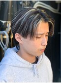 ハイライトセンターパートメッシュダブルカラーツーブロック