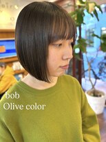 ボブ×透明感オリーブカラー！