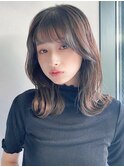 くびれヘアチェリーブラウンシースルーバングデジタルパーマ