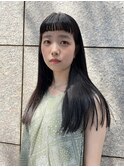 オン眉ワイドバングロングヘアモード原宿
