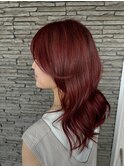 ロングレイヤーボルドーカラー顔周りレイヤー岡山南中央町