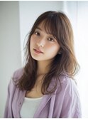 ミルクブラウン/ダークパープル/ナチュラルショート/夏/センター