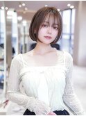 顔周りレイヤーボブ/丸みショートボブ/髪質改善縮毛矯正