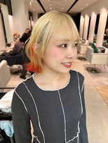 ステアケース ギンザセブン(stair:case ginza7) 大人可愛い耳掛け外ハネボブブロンド裾カラーオレンジ