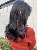 △ブリーチなしラベンダーグレージュ暗髪黒髪ロング髪質改善