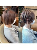 《30代40代》白髪ぼかしハイライト×前下がりボブ【イケダ】