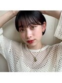 透明感暗髪×束感ショート×シースルーバング×フレンチガーリ－