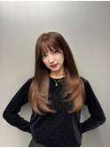 デザインカラー／レイヤーカット/ウェットヘア/オリーブベージュ