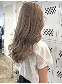 韓国ミルクティーベージュダブルカラーグレージュレイヤーカット