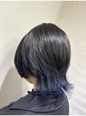 ブリーチ2回~ウルフカット×襟足インナーネイビーブルー池袋東口