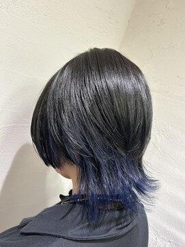 アジールヘア 池袋東口店(agir hair) ブリーチ2回~ウルフカット×襟足インナーネイビーブルー池袋東口