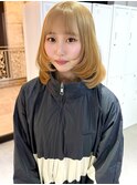 ブロンドベージュ/心斎橋ブリーチ/レイヤー/ミディアムレイヤー
