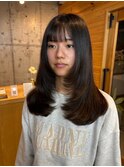 顔まわりレイヤー/セミロング/地毛風カラー/髪質改善