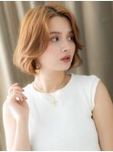 かきあげバングハイトーンカラーワンカールボブY越谷20代30代