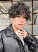 20代30代メンズスパイラルパーマワイルドオシャレ感アッシュ