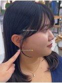 美髪カールピンクブラウンエアリーロングセミディ似合わせ前髪