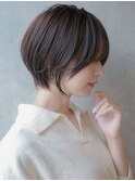 大人可愛い20代30代40代黒髪前下がりショートボブ丸みショート◎
