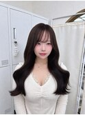 柔らかブラウン×上品ツヤロング （ブリーチなし透明感カラー）