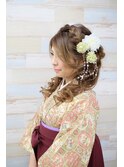 卒業式ヘアセット☆編み込みサイドハーフアップ