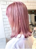 ペールピンク_ハイライトカラーセミウェットウェーブ_ba305432